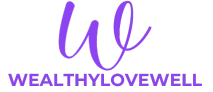 a purple letter on a black background-Logo -Wealthy Love Well