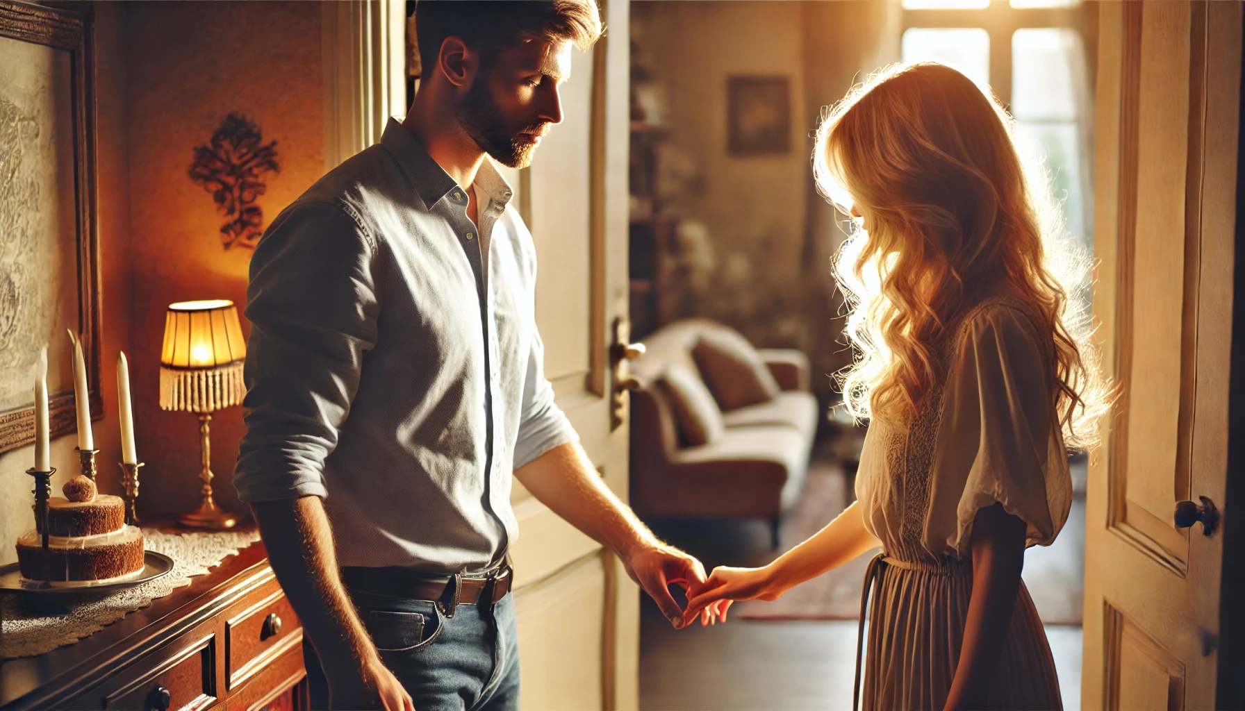 man and woman holding hands 